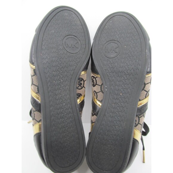 Michael Kors  Black And Gold Logo Lace Up Sneakers Womens Size US 7 M - Picture 13 of 16